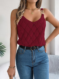 Thumbnail for Openwork Scoop Neck Knit Vest - T - 5 COLORS -