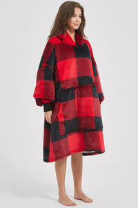 Thumbnail for Plaid Hooded Oversize Fuzzy Lounge Dress - 1 LARGE OVERSIZE - T - 1 COLOR -