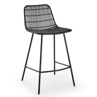 Thumbnail for Set of 2, Natural Rattan Indoor Counter Chair , Black Finish Steel Legs,Black  (17.5