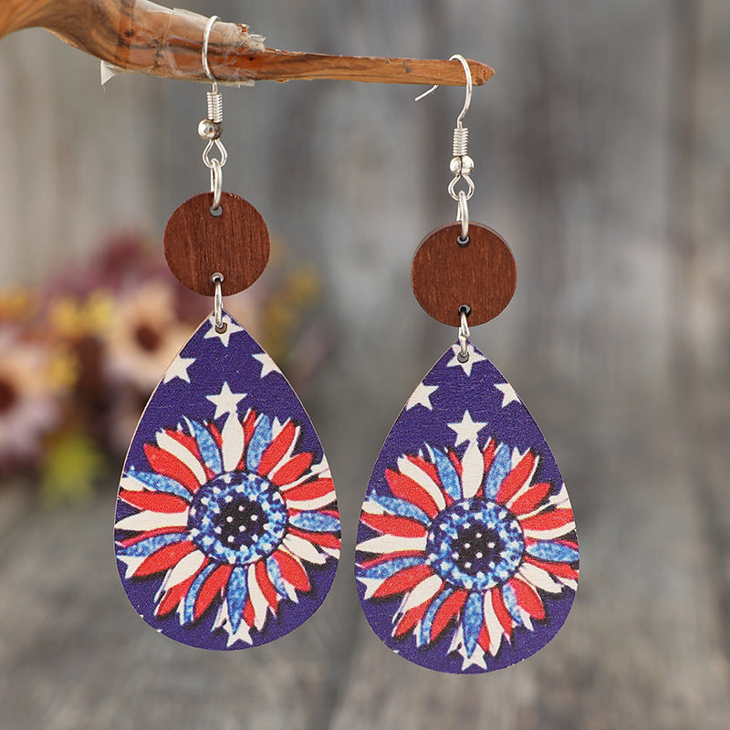 Printed PU Leather Dangle Earrings - T - 2 COLORS/PATTERNS -