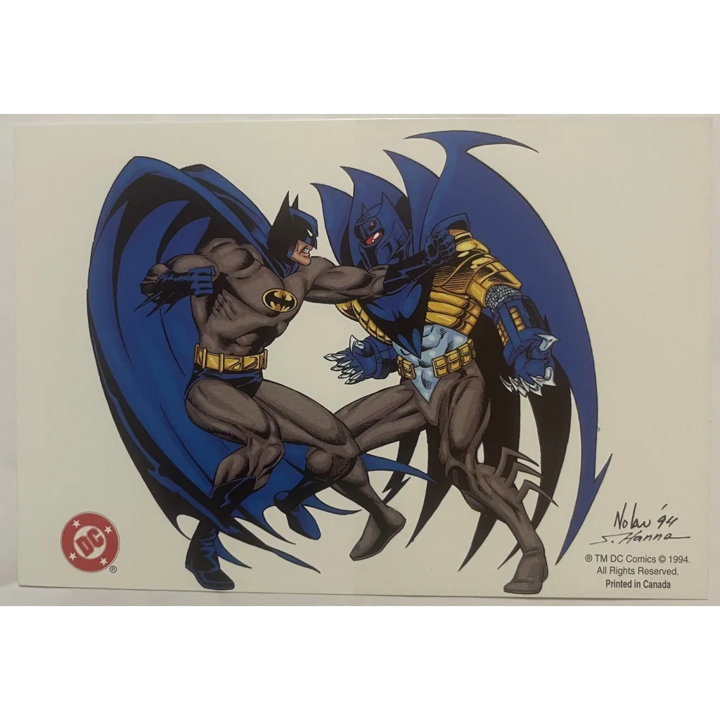 Vintage 1990s 🦇 Batman vs Batman DC Comics Postcard, Incredible Graham Nolan Art!