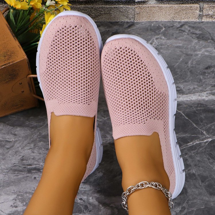 Breathable Mesh Round Toe Slip-Ons - T - 4 COLORS -