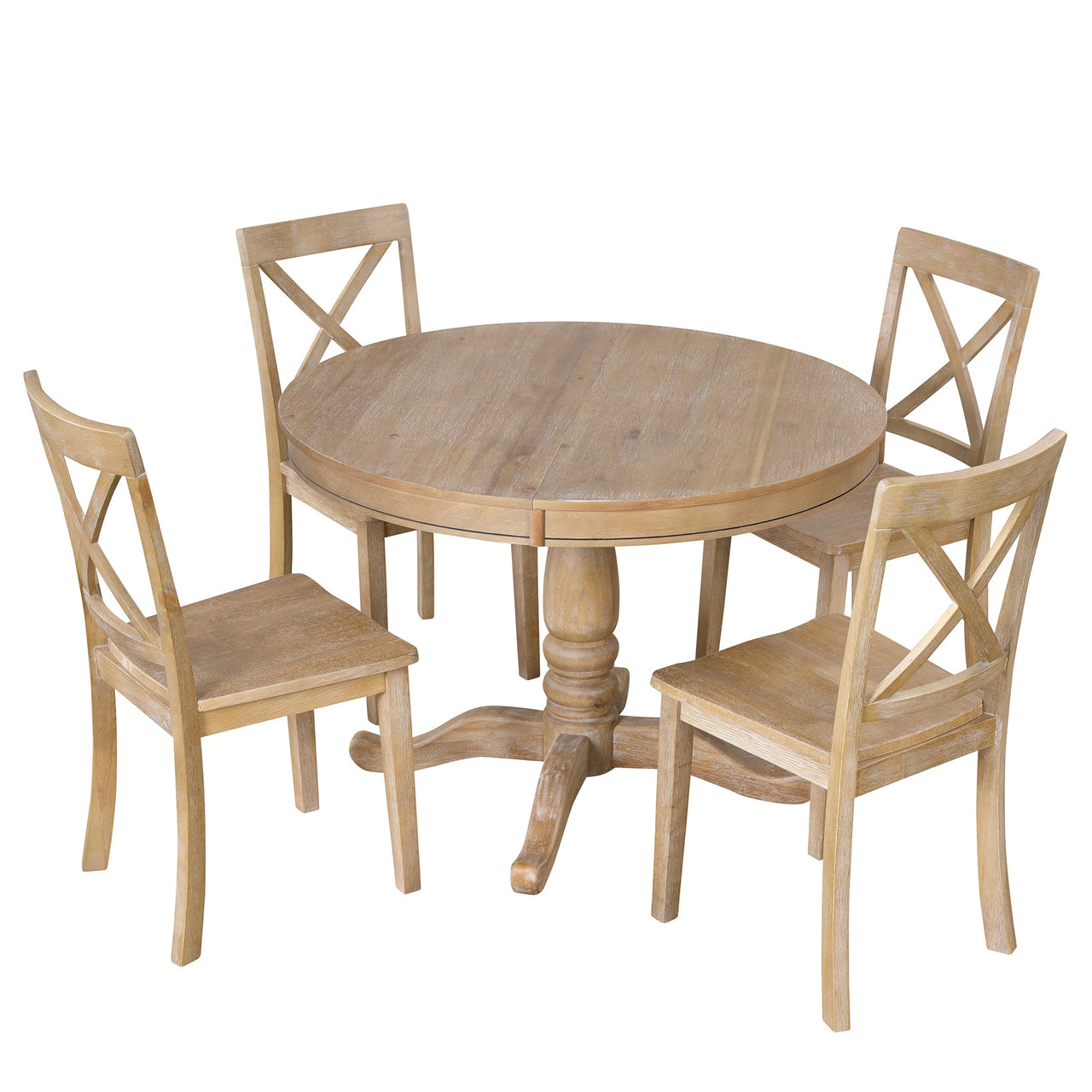 Modern Dining Table Set for 4,Round Table and 4 Kitchen Room Chairs,5 Piece Kitchen Table Set for Dining Room,Dinette,Br