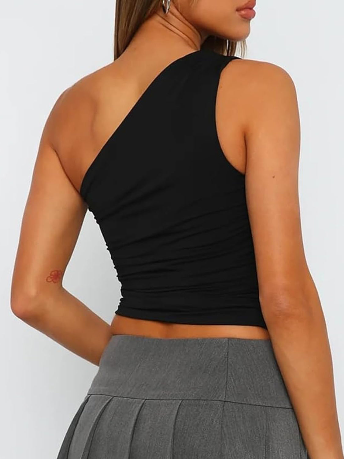 Ruched One Shoulder Tank - T - 6 COLORS -