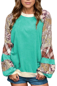 Thumbnail for Printed Round Neck Long Sleeve Blouse - T - 1 COLOR -