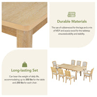 Thumbnail for Rustic Extendable 84inch Dining Table Set With 24inch Removable Leaf , 6 Upholstered Armless Dining Chairs and 2 Padded