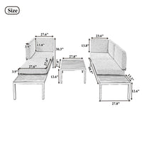 Thumbnail for Outdoor 3-Piece Aluminum Alloy Sectional Sofa Set With End Table and Coffee Table,Black Frame+Gray Cushion