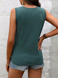 Thumbnail for Lace Detail Heathered Tank - T - 3 COLORS -