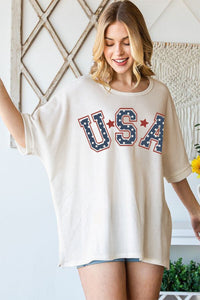 Thumbnail for HOPELY USA Graphic Round Neck T-Shirt - T - 1 COLOR -