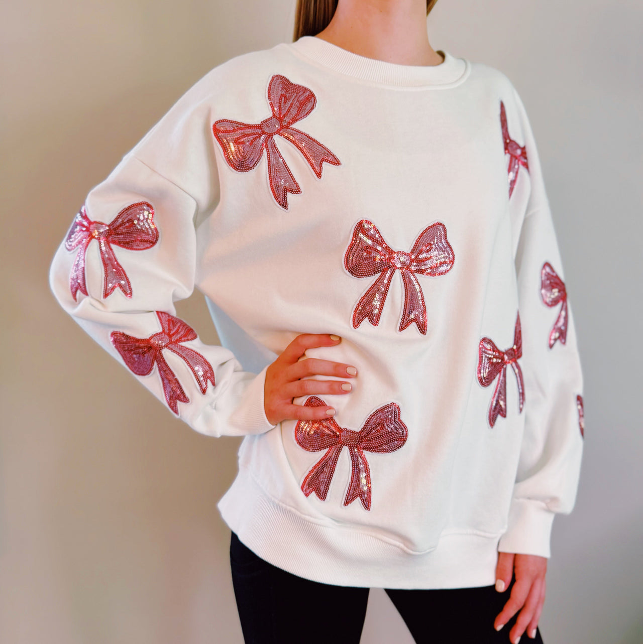 Ellison & Young - Sparkly Bow Patch Sweatshirt - 2 COLORS -