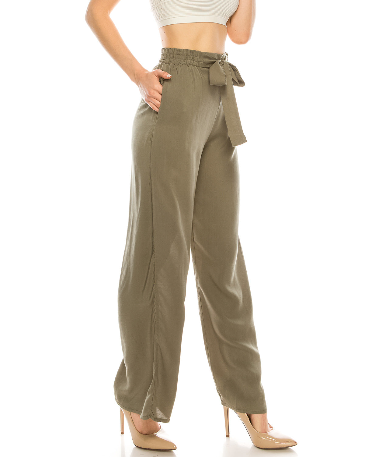 Mid or High Waist Cropped Skinny or Wide Leg Trouser Pants Culottes - 1 COLOR -