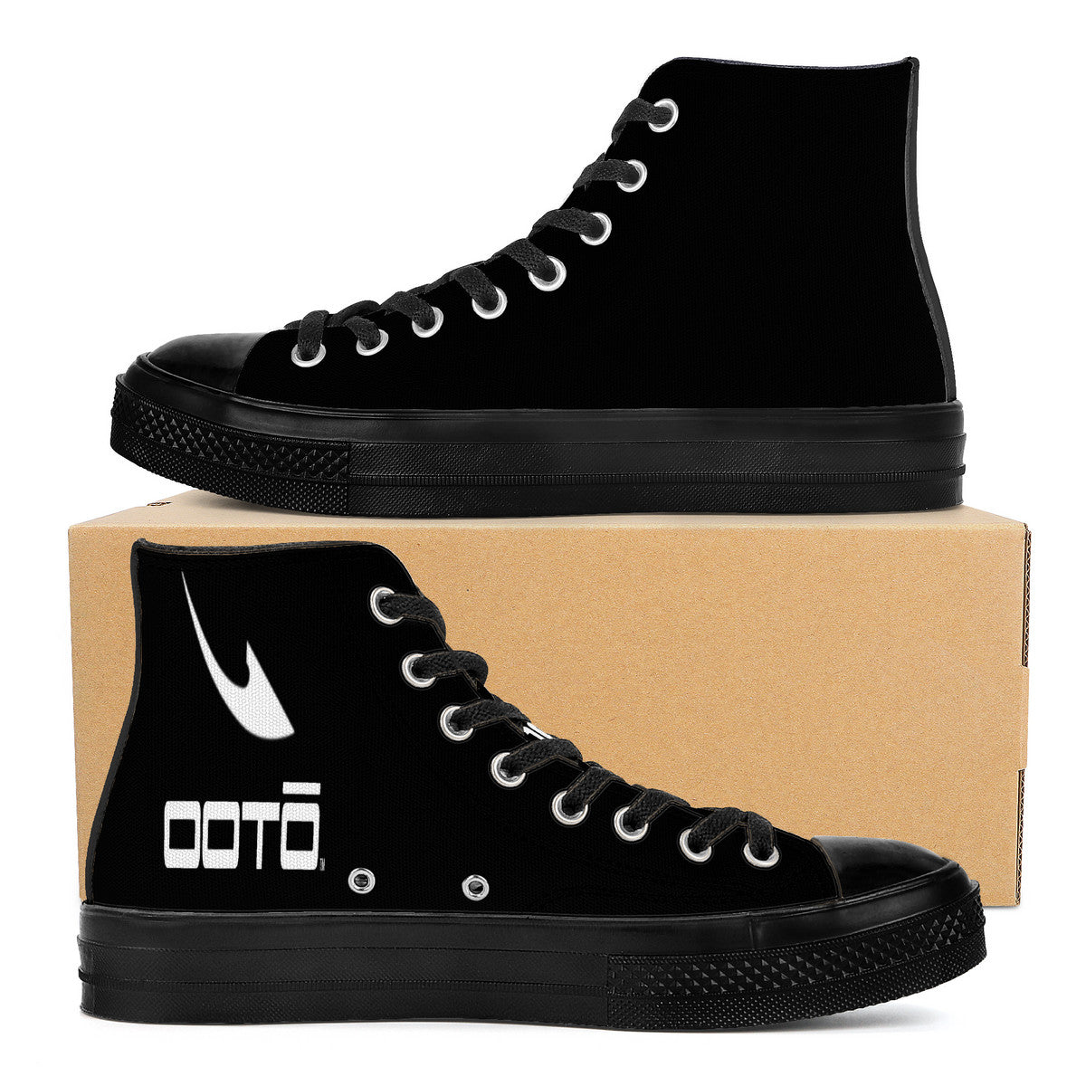 OOTO - DASH EN STRETCH ON BLACK - SF_D71 High Top Canvas Shoes - Black sole - Mens & Women - 1 COLOR -