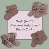 Thumbnail for Hand Knitted Baby Wool Bootie Socks for Newborn and 0 to 12 Month Babies - 5 SIZES - 1 COLOR -