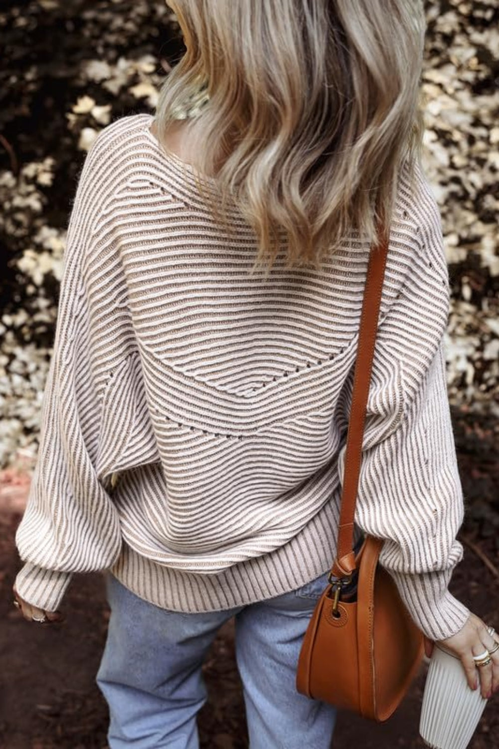 Textured Striped Round Neck Long Sleeve Top - T - 6 COLORS -