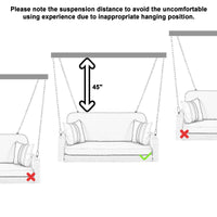 Thumbnail for PE Wicker Porch Swing, 2-Seater Hanging Bench With Chains, Patio Furniture Swing for Backyard Garden Poolside, Black And