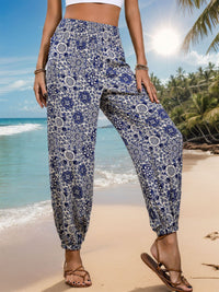 Thumbnail for Printed Elastic Waist Pants - Beach or Everyday - T - 1 COLOR -