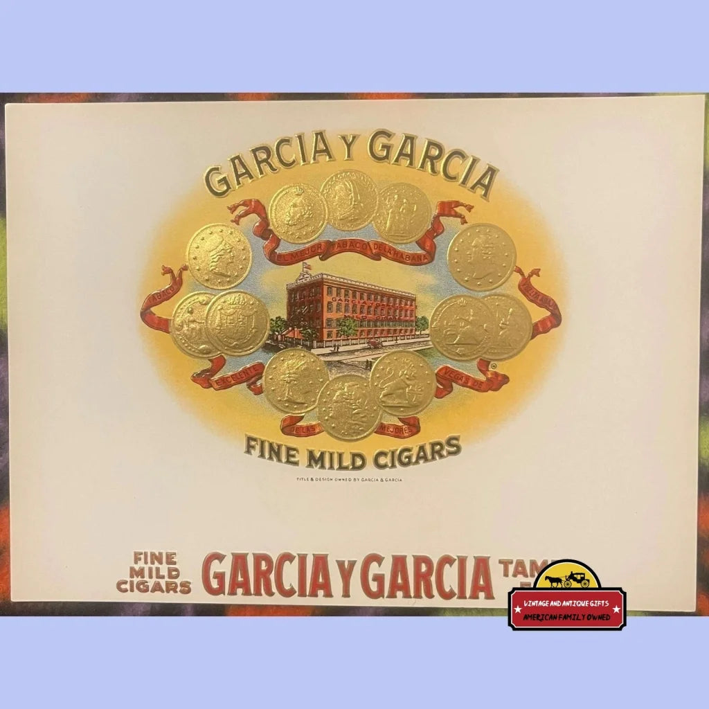 Antique Vintage Garcia Y Garcia Embossed Cigar Label, Tampa, Fl 1900s - 1920s