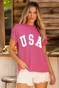 Thumbnail for USA Round Neck Short Sleeve T-Shirt