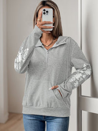 Thumbnail for Perfee Half Zip Long Sleeve Hoodie - T - 1 COLOR -