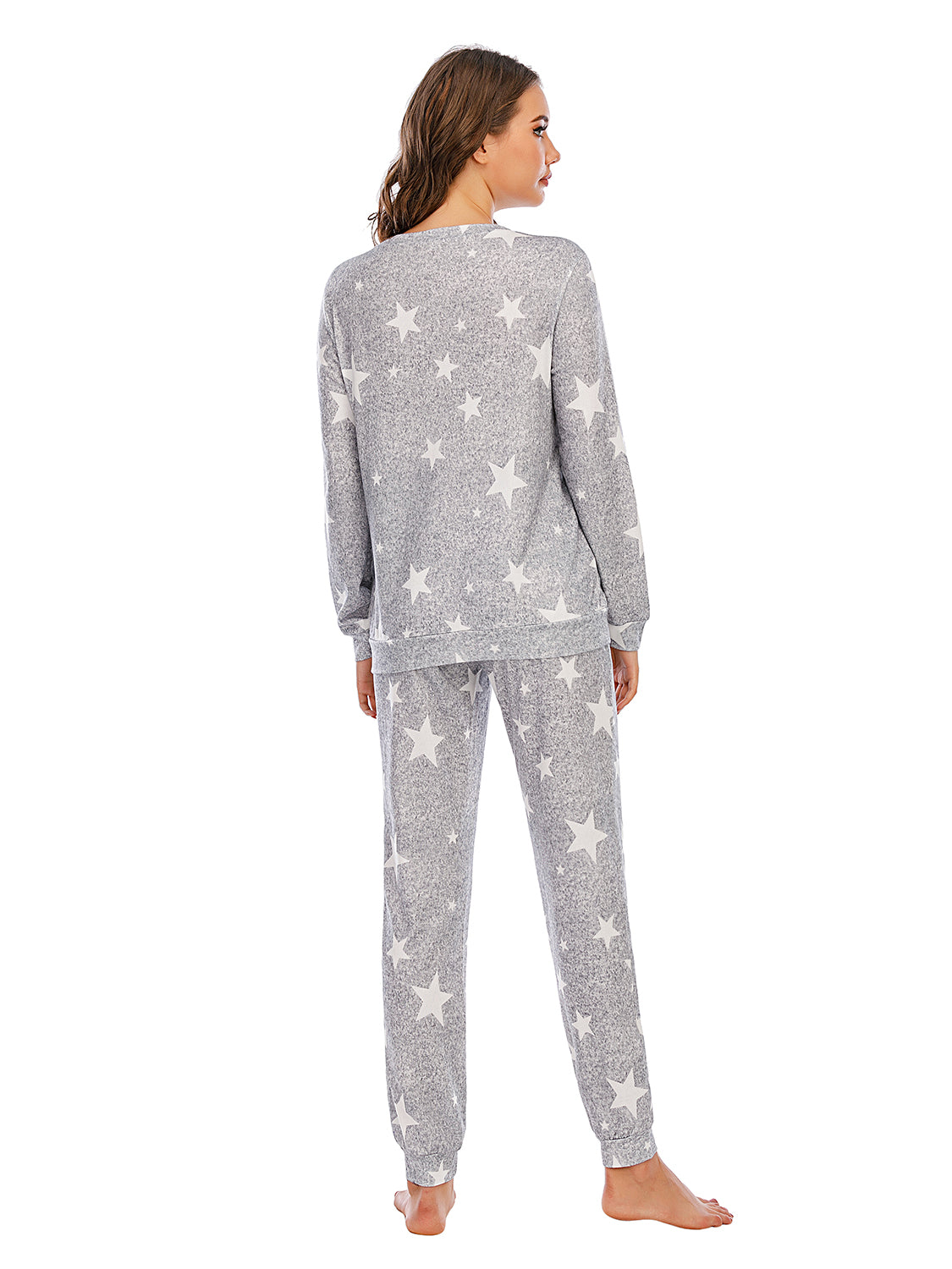 Star Top and Pants Lounge Set - 2 PCS. - T - 4 COLORS -