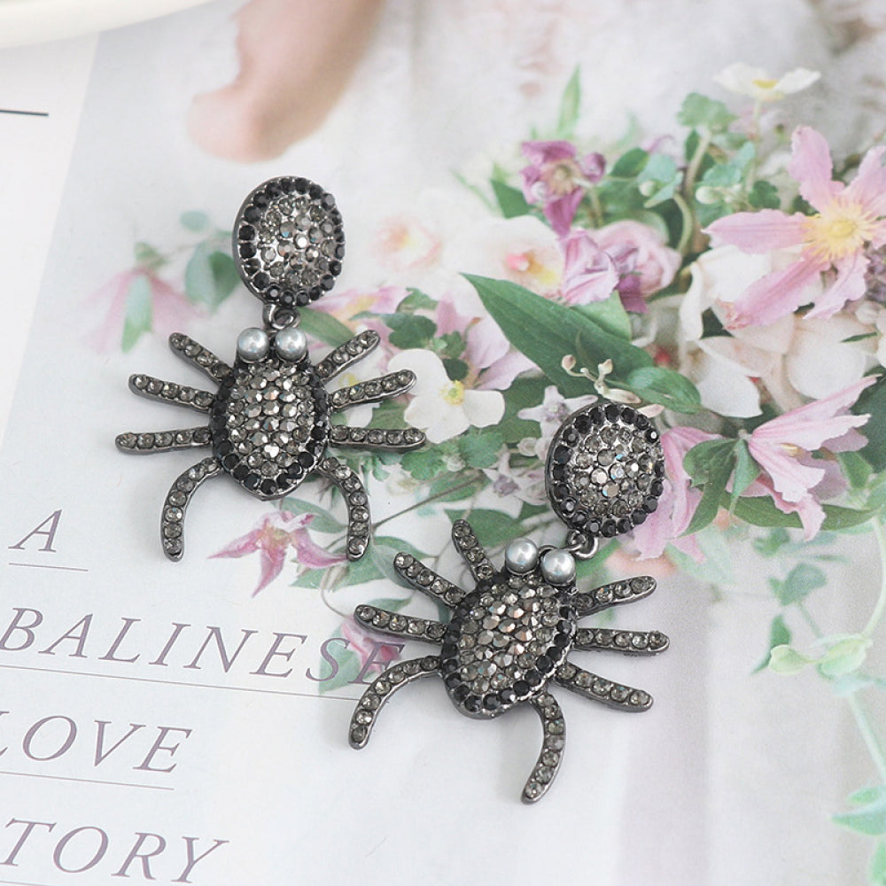 Spider Rhinestone Alloy Earrings - T - 2 COLORS -