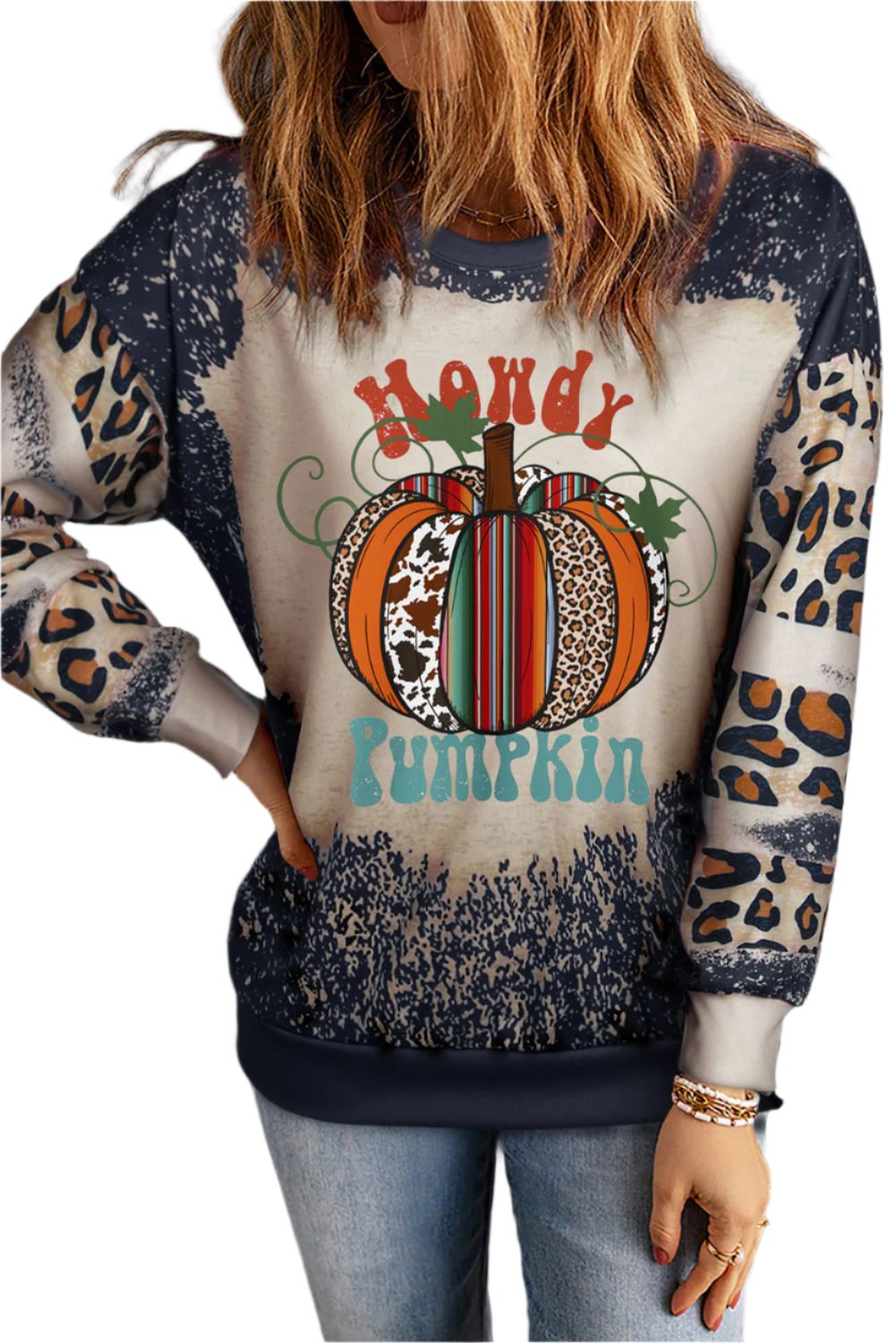 Pumpkin Graphic Long Sleeve Sweatshirt - T - 1 COLOR -