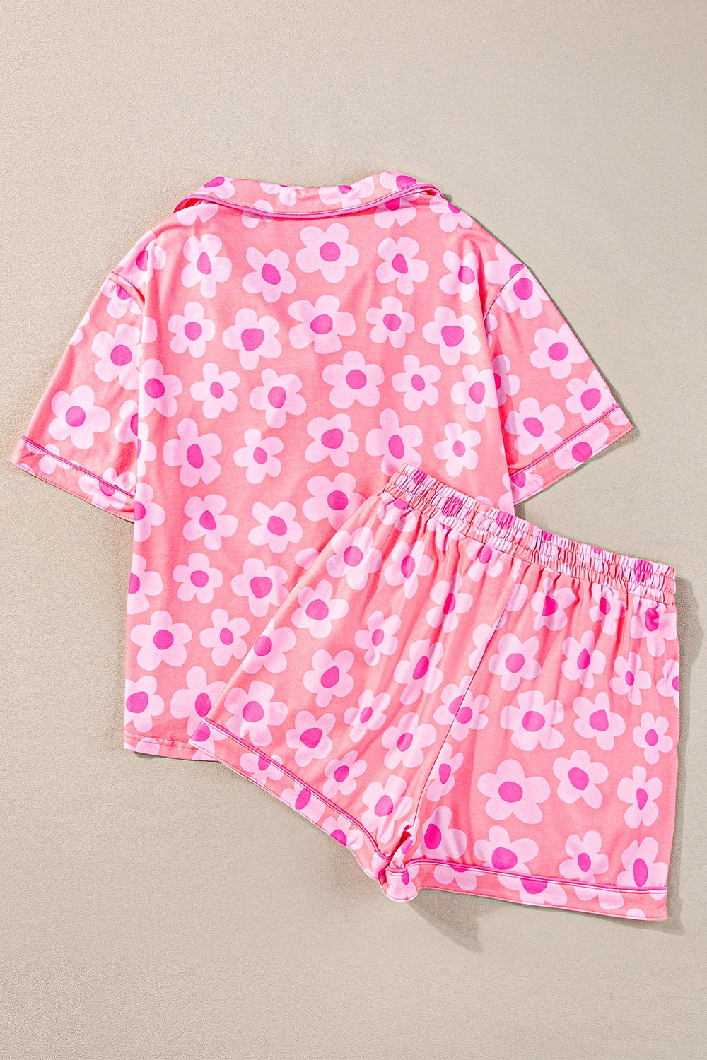 Pocketed Flower Half Sleeve Top and Shorts Lounge Set - 2 PCS. - T - 3 COLORS -