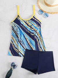 Thumbnail for Printed Round Neck Two-Piece Swim Set - T - 2 COLORS -