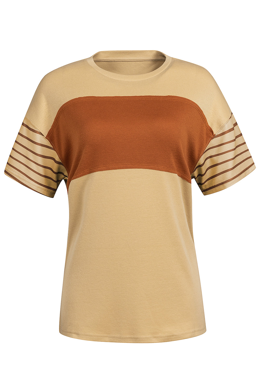 Striped Round Neck Short Sleeve T-Shirt - T - 6 COLORS -