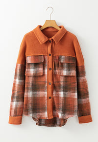 Thumbnail for Plaid Button Up Long Sleeve Jacket - T - 1 COLOR -