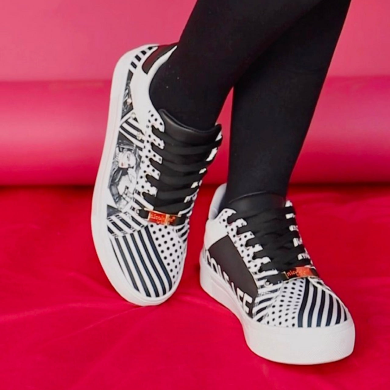 Nicole Lee USA Printed Vegan Leather Lace Up Sneakers - T - 1 COLOR -