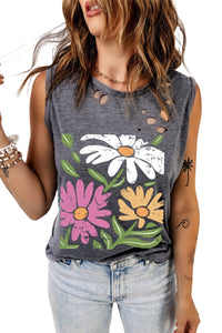 Thumbnail for Distressed Graphic Round Neck Tank - T - 1 COLOR -