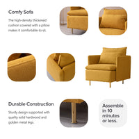 Thumbnail for Modern Fabric Accent Armchair,upholstered Single Sofa Chair,Yellow Cotton Linen-30.7''