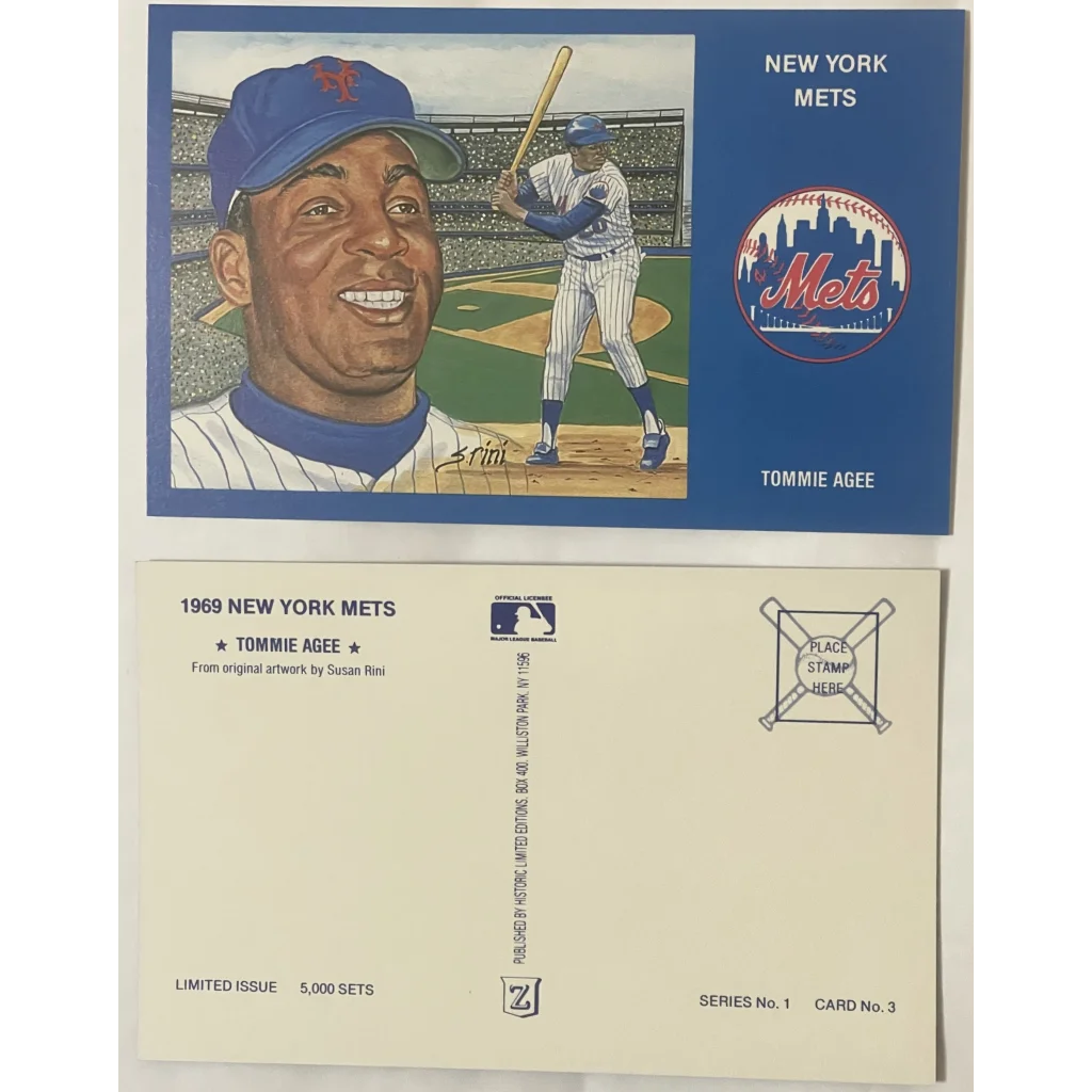 Vintage ⚾ 1980s Limited Edition Only 5000 Ever! 1969 Tommie Agee NY Mets Postcard