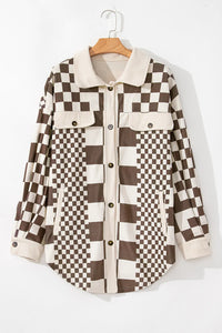 Thumbnail for Plus Size Checkered Button Up Long Sleeve Jacket - XL THRU 4XL ONLY - T - 1 COLOR -