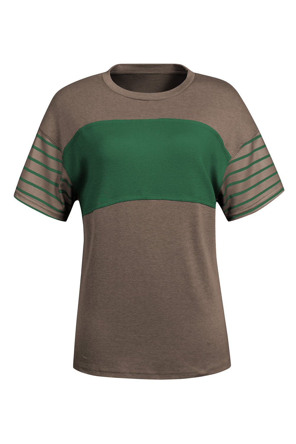 Striped Round Neck Short Sleeve T-Shirt - T - 6 COLORS -