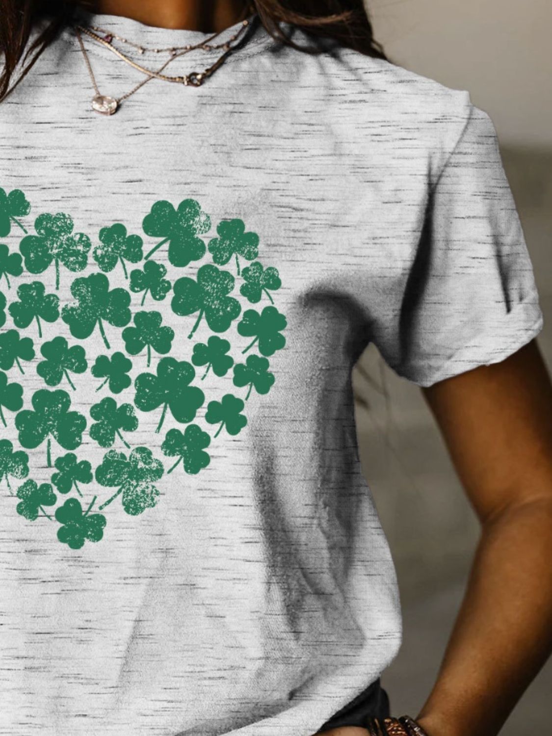 Full Size Lucky Clover Round Neck Short Sleeve T-Shirt - T - 10 COLORS -