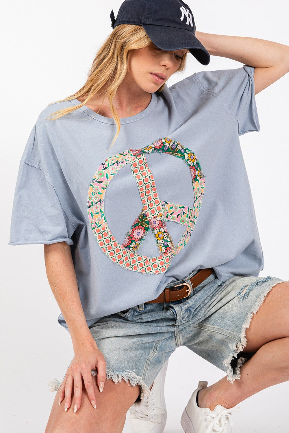 SAGE + FIG Peace Sign Round Neck Half Sleeve T-Shirt - T - 1 COLOR -