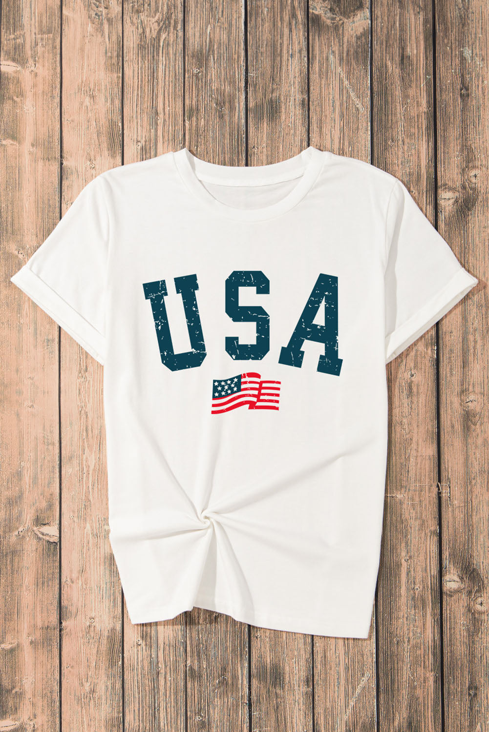 USA Round Neck Short Sleeve T-Shirt - T - 1 COLOR -