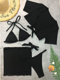 Thumbnail for Halter Neck Bikini and Cover Up Four-Piece Swim set - 4 PCS. - T - 3 COLORS -