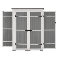 Thumbnail for Outdoor 5.5ft Hx4.1ft L Wood Storage Shed, Garden Tool Cabinet With Waterproof Asphalt Roof, Four Lockable Doors, Multip