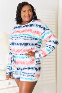 Thumbnail for Double Take Tie-Dye Dropped Shoulder Lounge Set - SIZES S THRU 2XL - 2 PCS. - T - 1 COLOR -