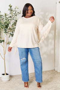 Thumbnail for Celeste Full Size Fringe Detail Long Sleeve Blouse - SIZES S THRU 3 XL - T - 1 COLOR -