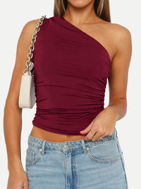 Thumbnail for Ruched One Shoulder Tank - T - 6 COLORS -