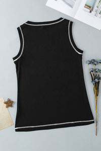 Thumbnail for Rhinestone Smile Face Round Neck Tank - T - 1 COLOR -