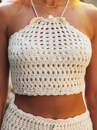 Thumbnail for Tassel Tied Top and Openwork Skirt Cover Up set - T - 2 COLORS -