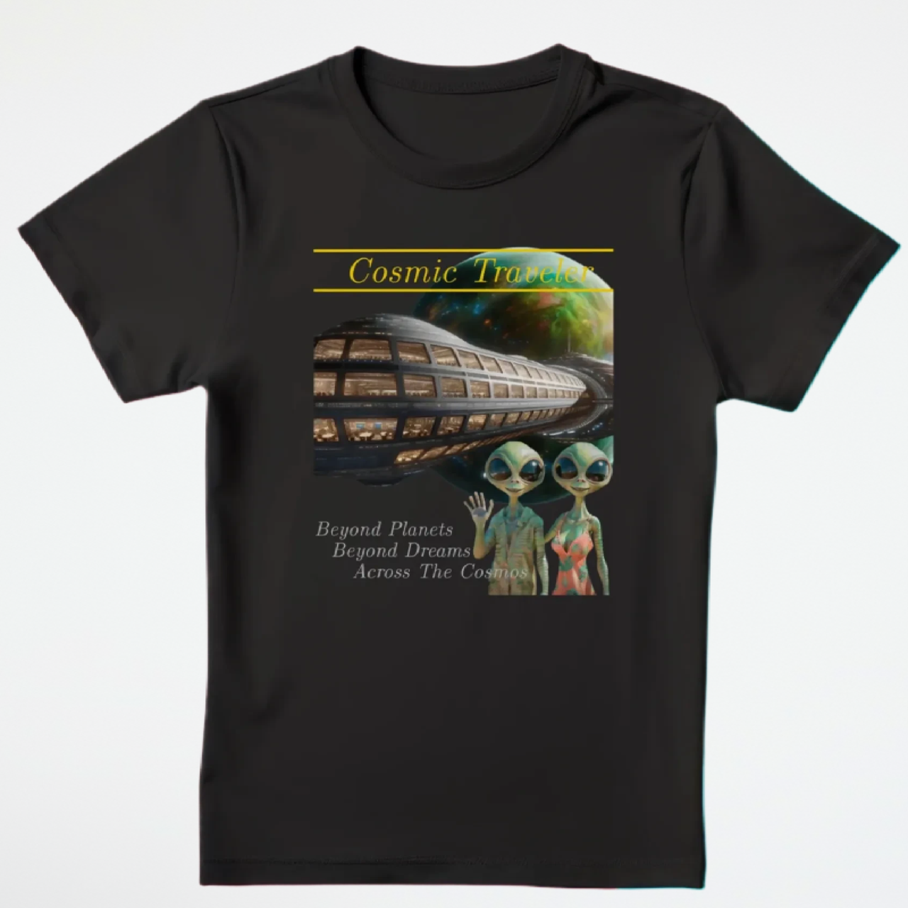 Cosmic Traveler, Alien Cruise T-Shirt, Daily Spaceship - 1 COLOR -