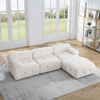 Thumbnail for Modular Sectional Sofa, Button Tufted Designed and DIY Combination,L Shaped Couch With Reversible Ottoman, Ivory Teddy F