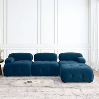 Thumbnail for Modular Sectional Sofa, Button Tufted Designed and DIY Combination,L Shaped Couch With Reversible Ottoman, Navy Velvet