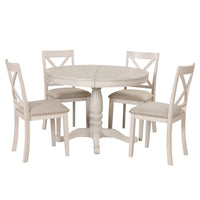 Thumbnail for Modern Dining Table Set for 4,Round Table and 4 Kitchen Room Chairs,5 Piece Kitchen Table Set for Dining Room,Dinette,Br